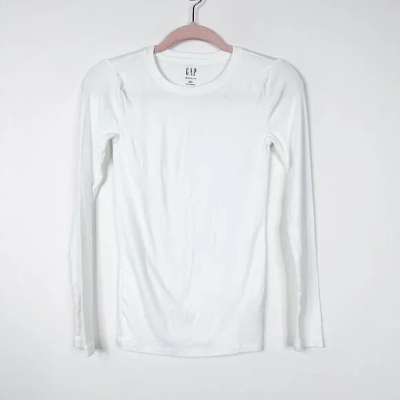 2/$30 GAP Long Sleeve Modern Crew Neck T-Shirt Fresh White XXS #A1145 - Picture 6 of 13